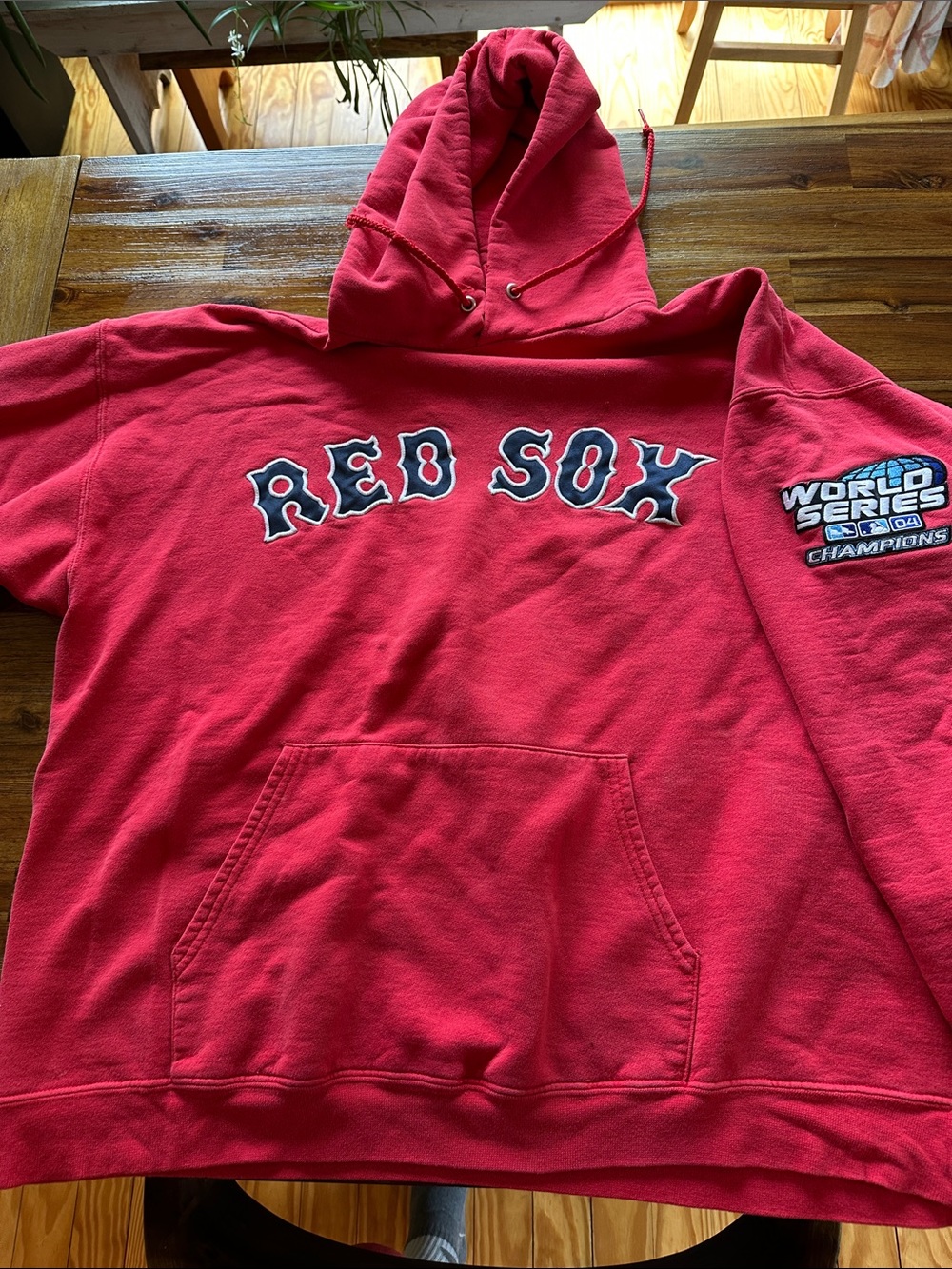 Boston Red Sox Red Pullover Hoodie with World Series Sleeve Patch